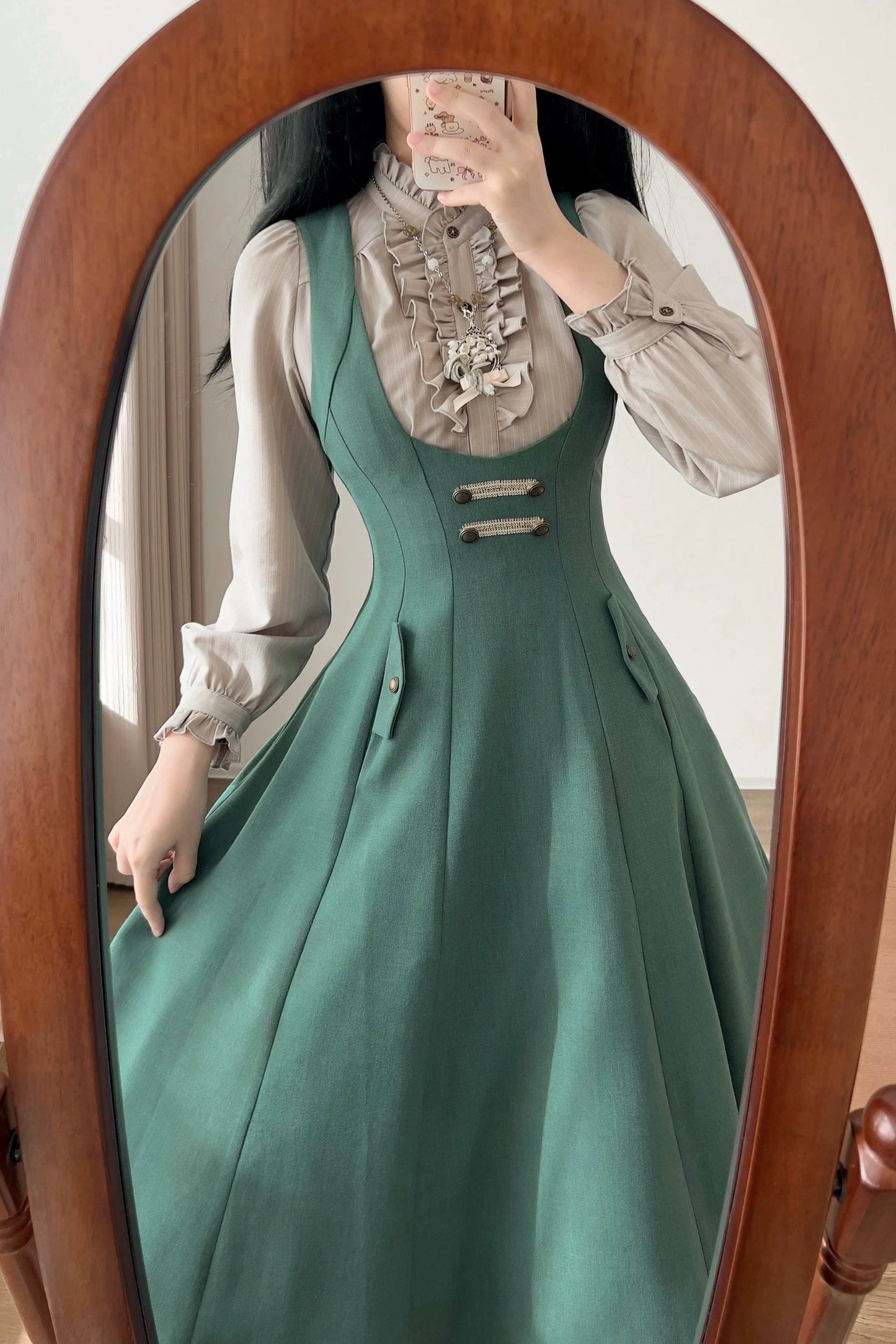 Retro Waist Cinching Suspender Skirt
