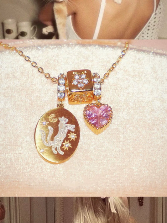 Lucky Cat Wish Necklace | Coquette Cute Japanese-Inspired Pendant Jewelry