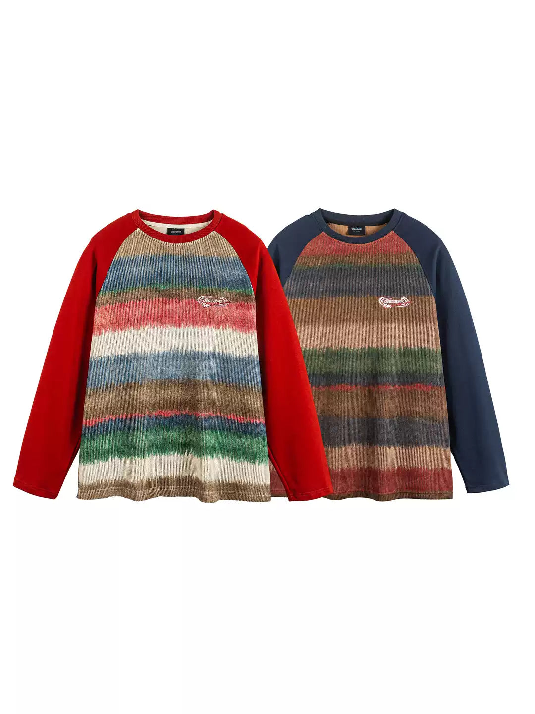 American retro gradient color round neck pullover sweatshirt