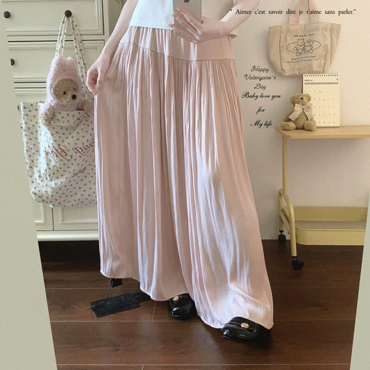 Last Pieces—Elegant High-Waist Pleated Midi Skirt with Soft Draping, Feminine & Versatile