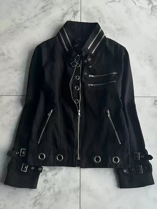 black retro motorcycle jacket
