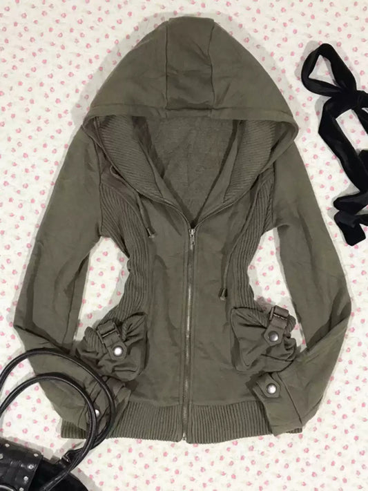 Olive green sweatshirt jacket