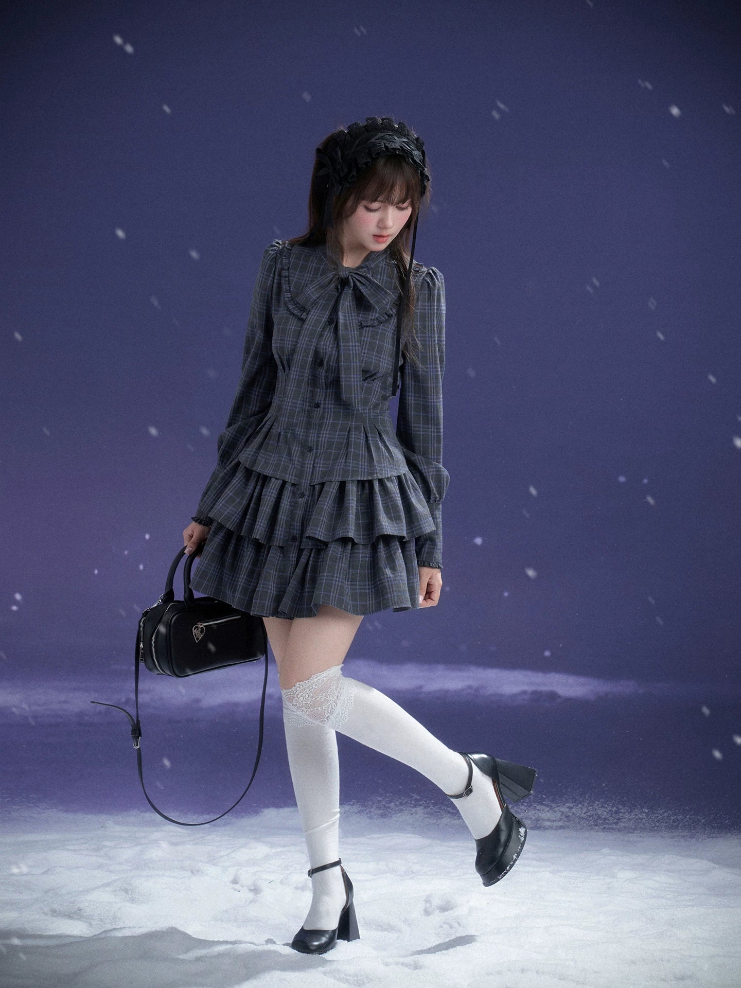SagiDolls Girls “Fighting Spirit” #Twilight Doll #Grey-Blue Check Bow Cake Dress Lolita Summer