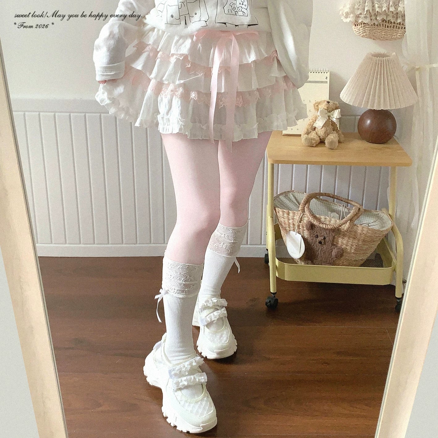 Last-Season Deal KB Sweet Layered Lace Ruffle Ribbon Tied Cute Cake Dress Skirt