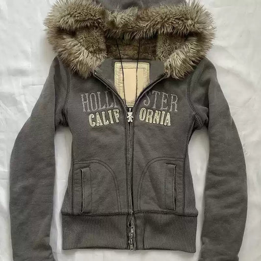retro gray printed sweatshirt