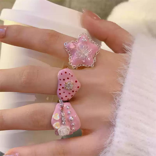 Y2K Handmade Star Love Stacking Ring Set