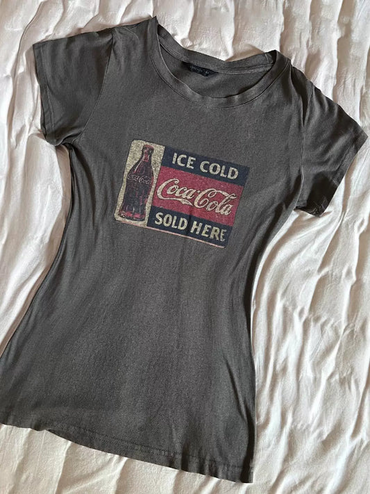 Vintage Coca-Cola T-Shirt | Retro Graphic Short Sleeve Top for Women