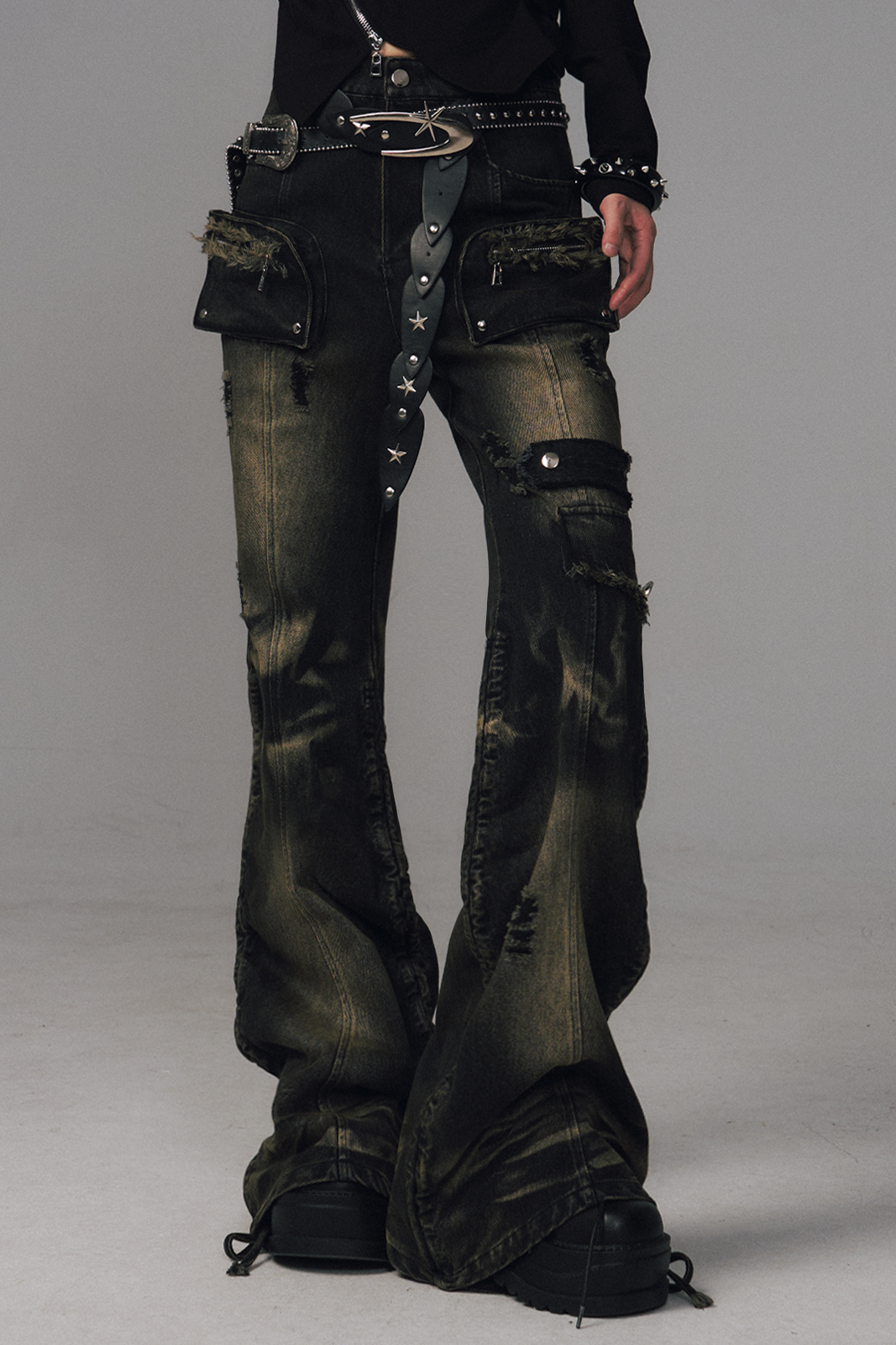 Punk Retro Flare Denim Pants