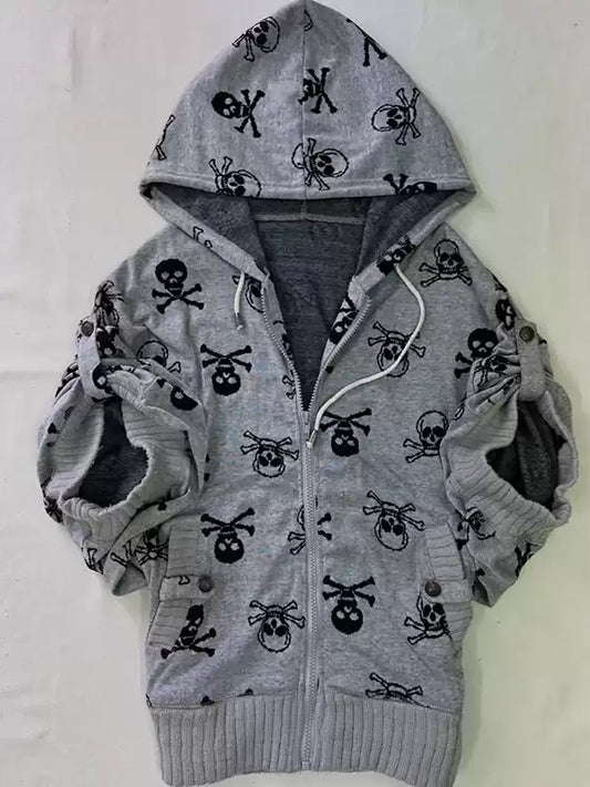 Gray skull hoodie sweatshirt jacket