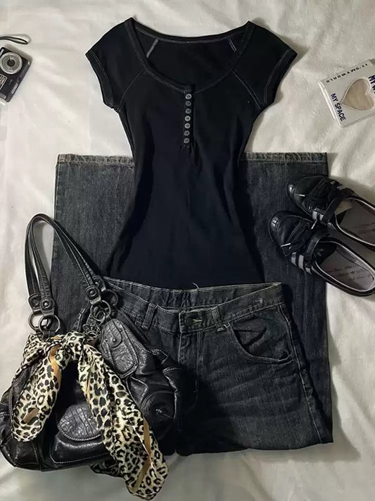 American retro black T-shirt