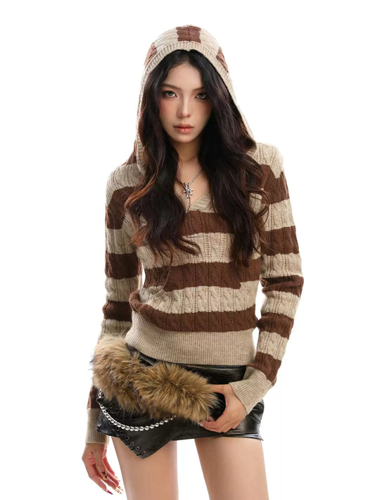 Retro Striped V-Neck Sweater