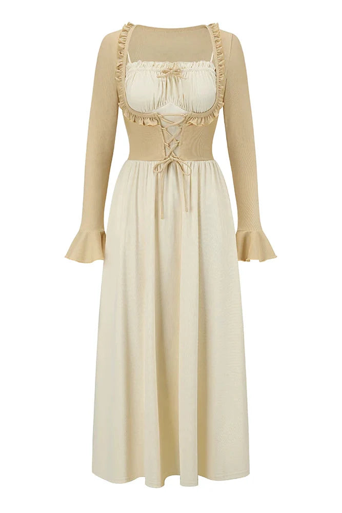 Lace Collar Color Blocking Dress