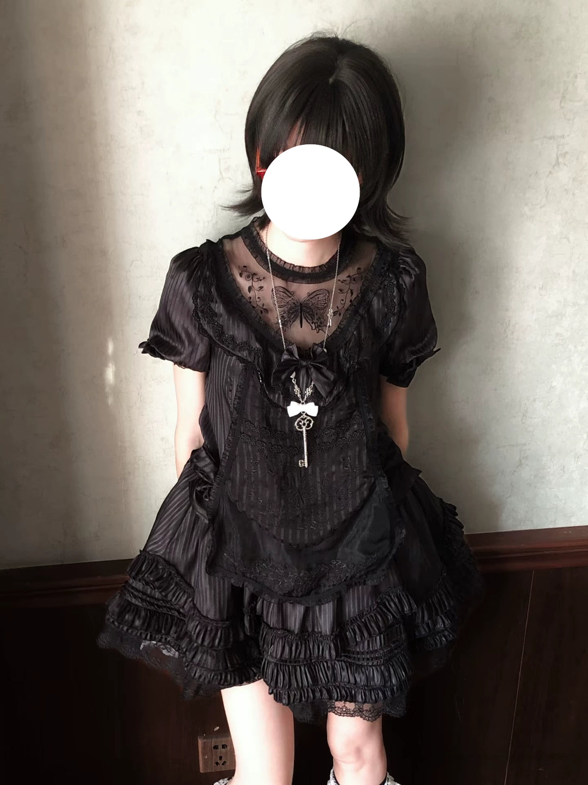 Halloween Night Butterfly Lolita Short-Sleeve Dress, Gothic Dark Style, Yami Kawaii Subculture, Summer Plus-Size Mini Dress