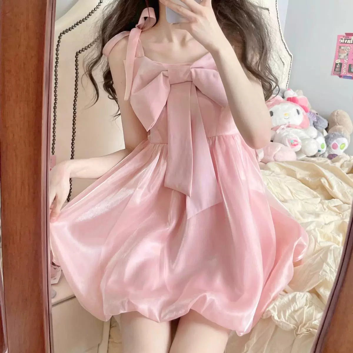 Princess Puff Sleeve Tulle Dress | Bow Corset Fairy Dress for Women
