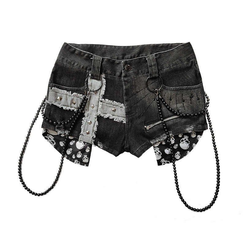 Grunge Rivet Punk Low Waist Jeans