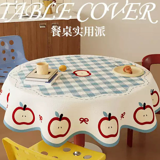 waterproof & oil-proof apples round table tablecloth