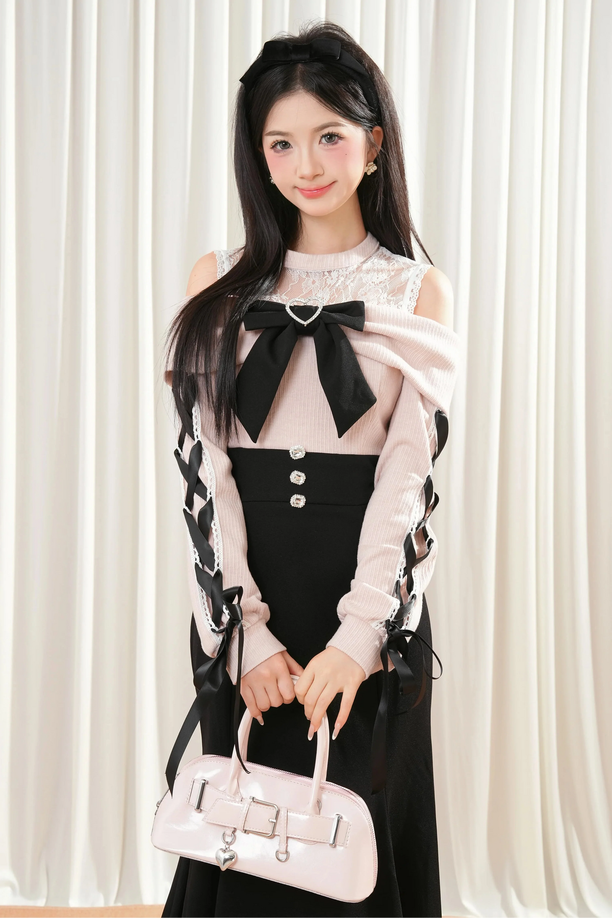 Black Bow Off-Shoulder Dress