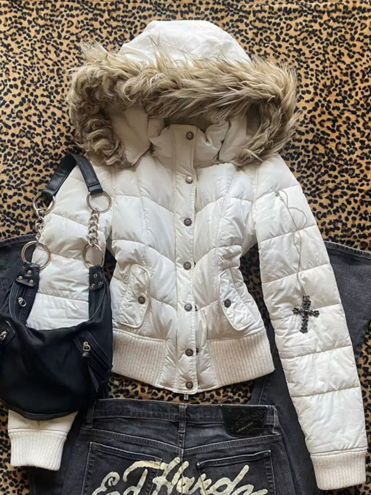 White hooded cotton coat