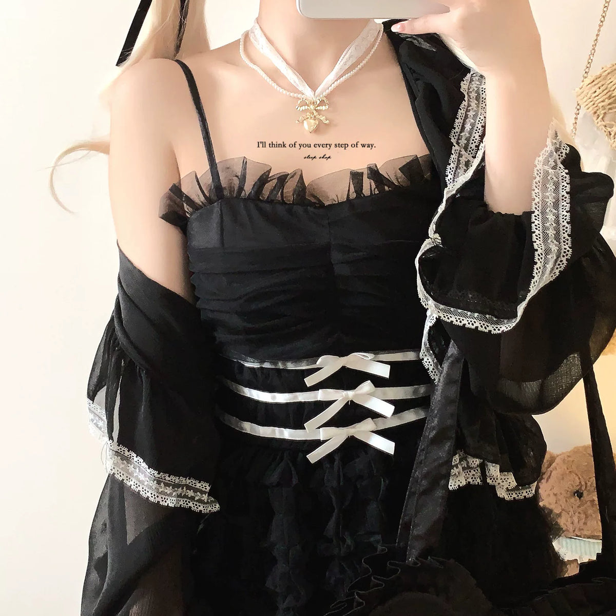 Sleepingdoll Handmade Feather Dream Layered Cake Bow Sweetheart Slip Dress Elegant Dress