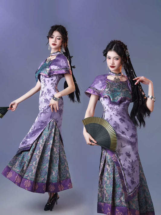 Purple Horse Face Long Dress