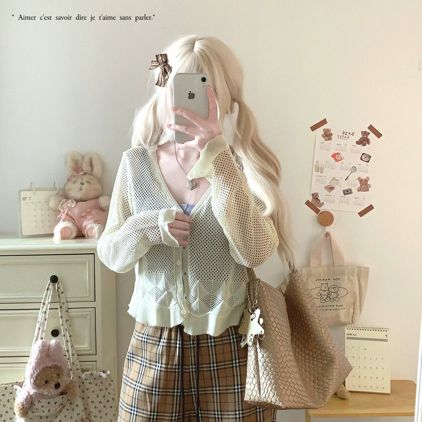 Final Stock Sweet Style Lightweight Ruffle Hem Lace-Trim Knit Cardigan Outerwear
