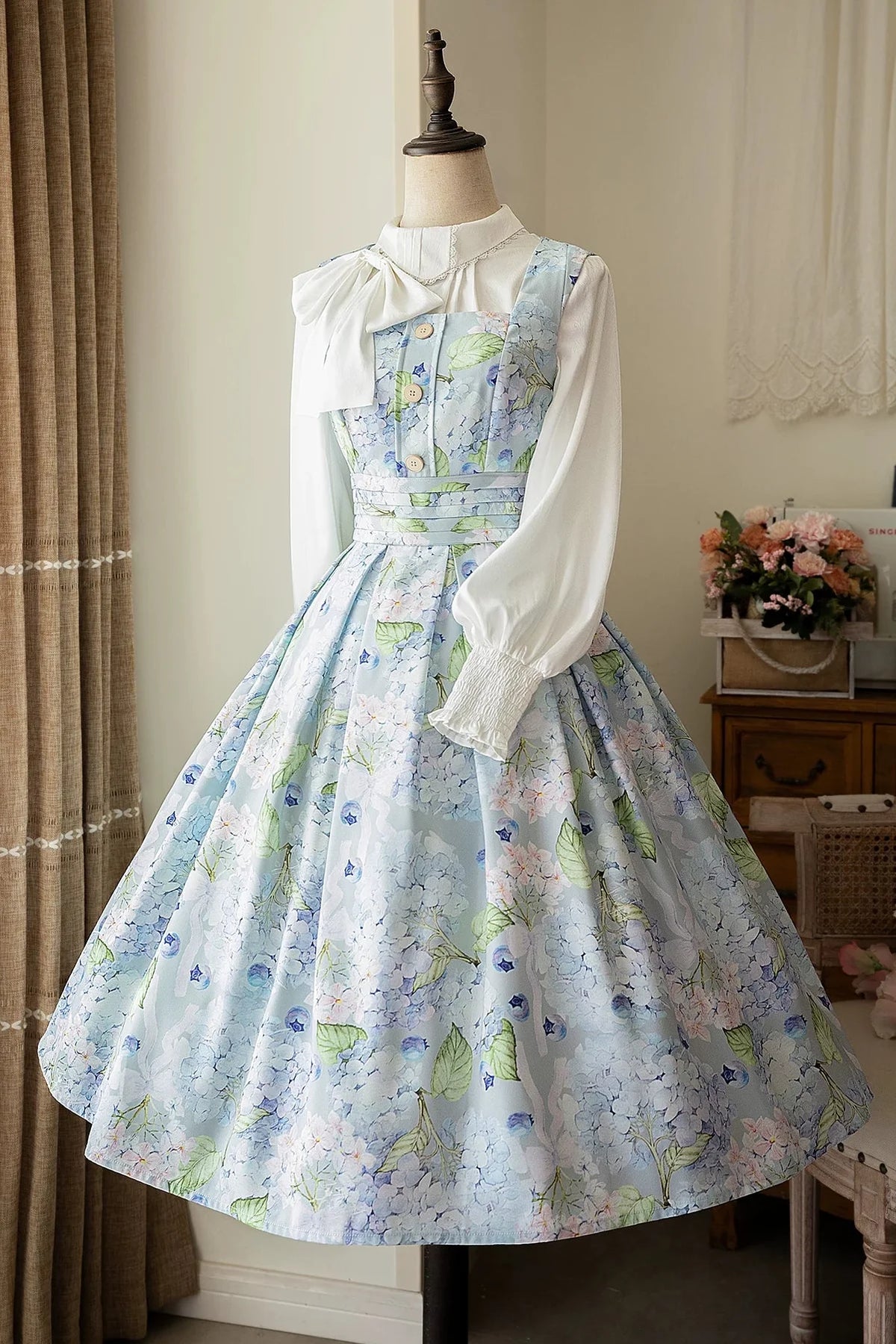 Floral Retro Sleeveless Dress + Shirt
