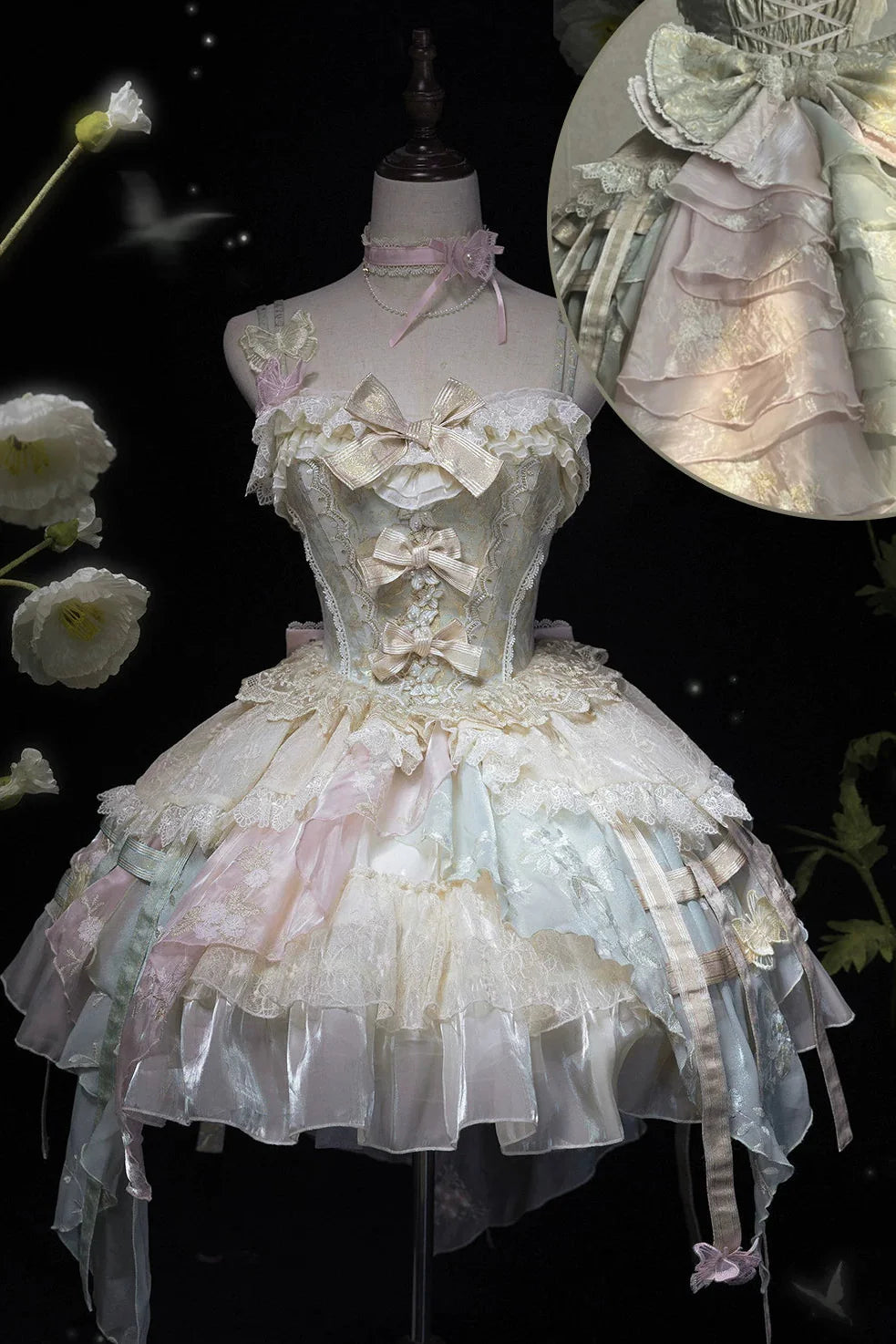 Gorgeous Butterfly Asymmetrical Lolita Dress + Accessories Dress + Bow