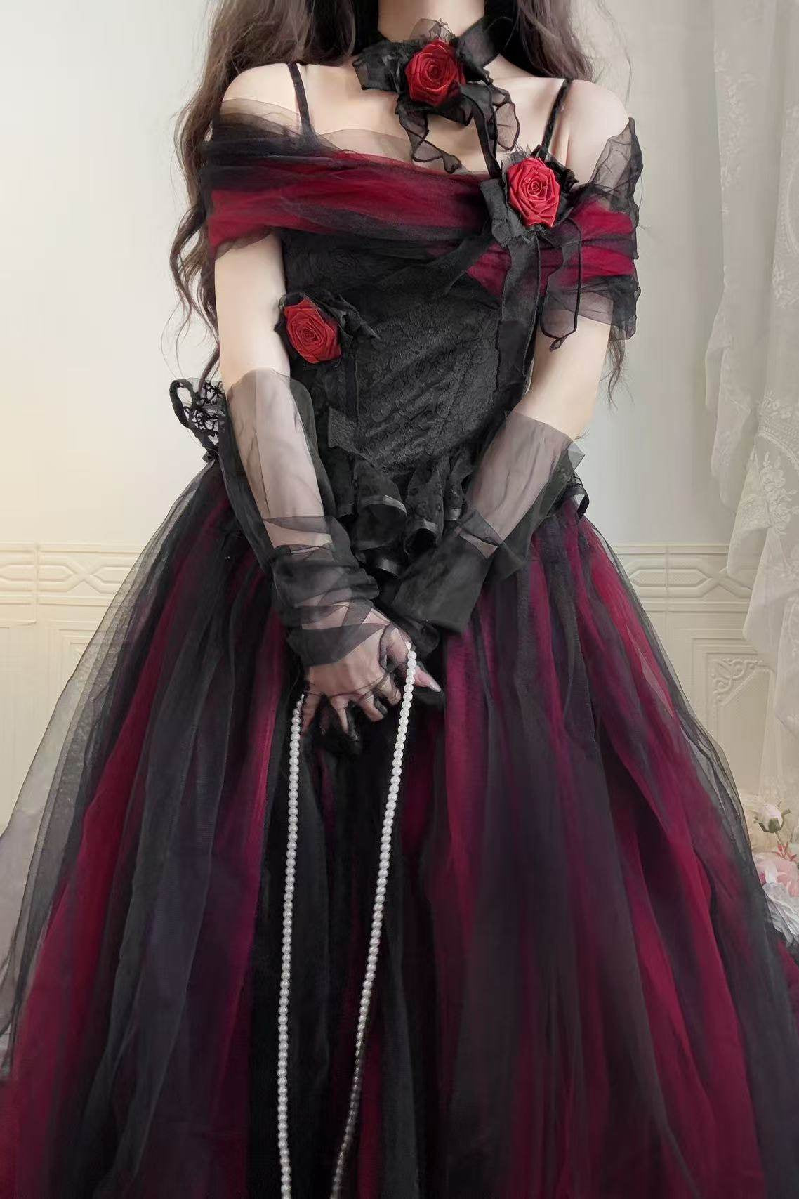 Dark Elegant Tulle Dress + Hat