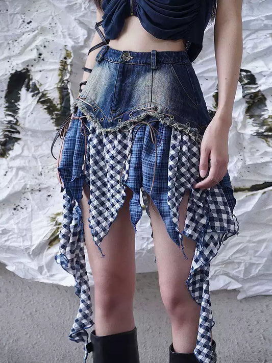 y2k irregular style denim skirt