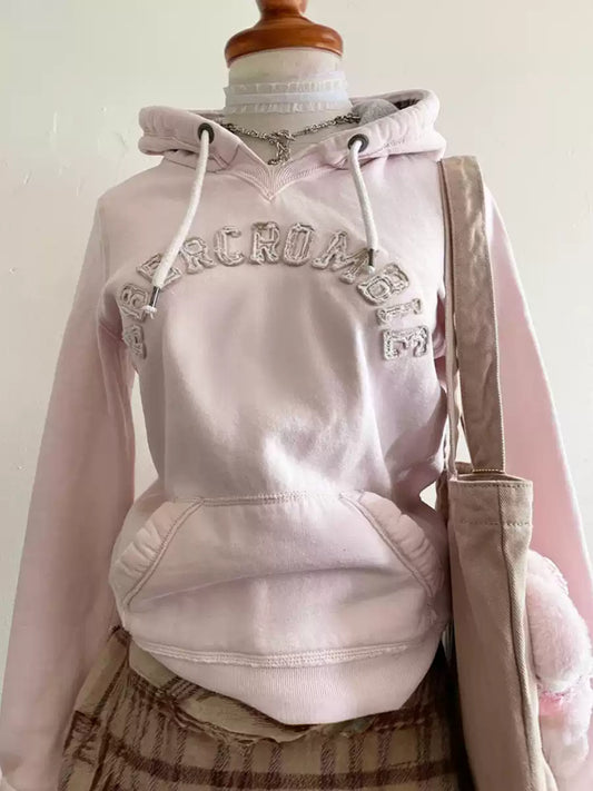 Pink letter hooded sweatshirt