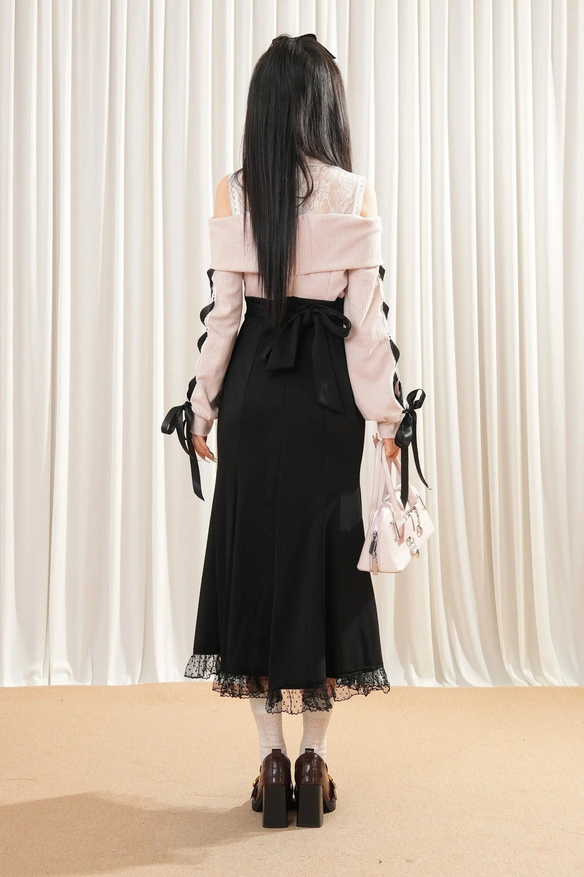 Black Bow Off-Shoulder Dress