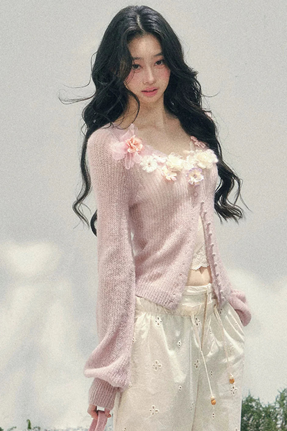 3D Floral Cardigan + Camisole