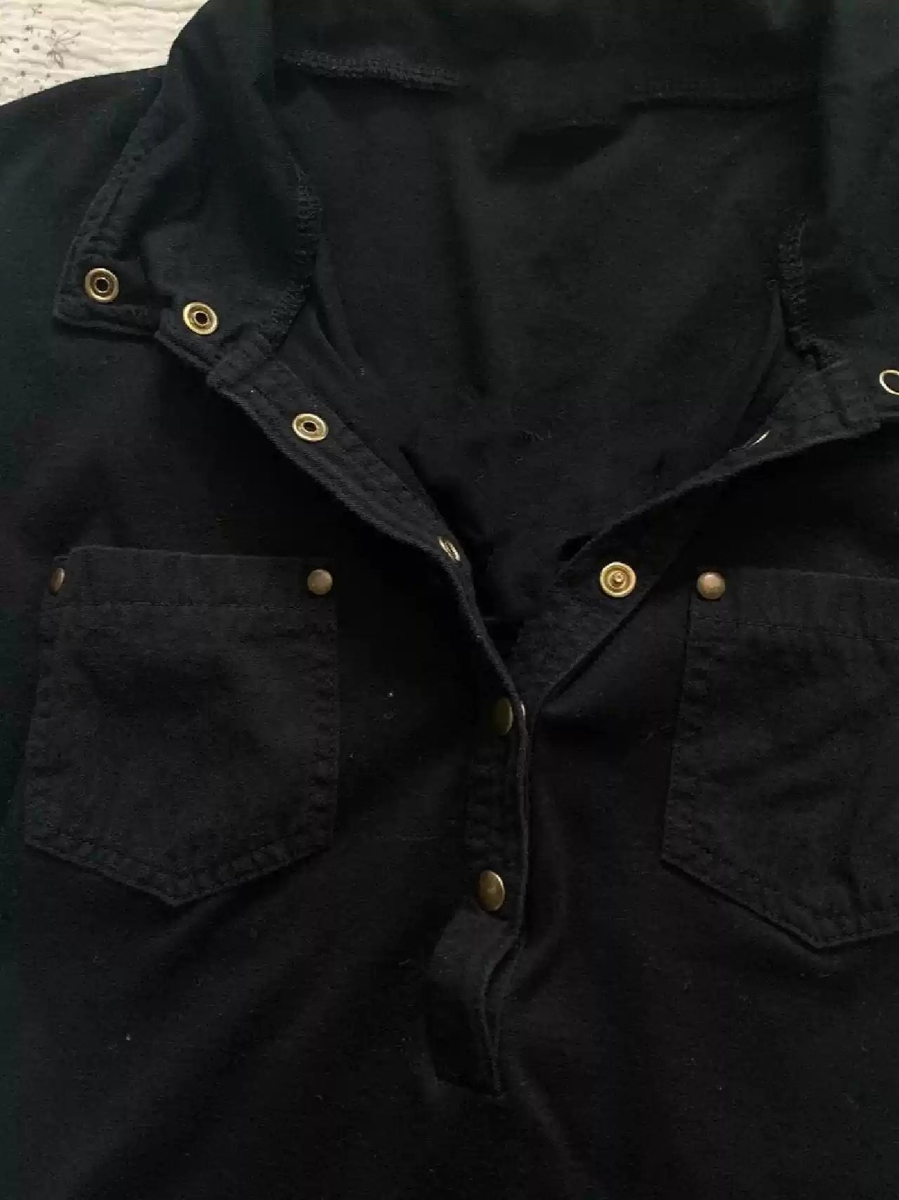retro black polo collar short-sleeved T-shirt