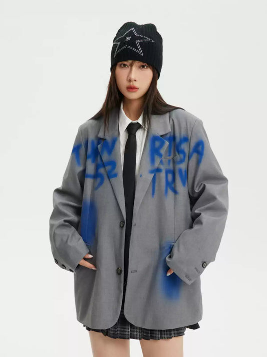 American retro spray-painted graffiti silhouette suit