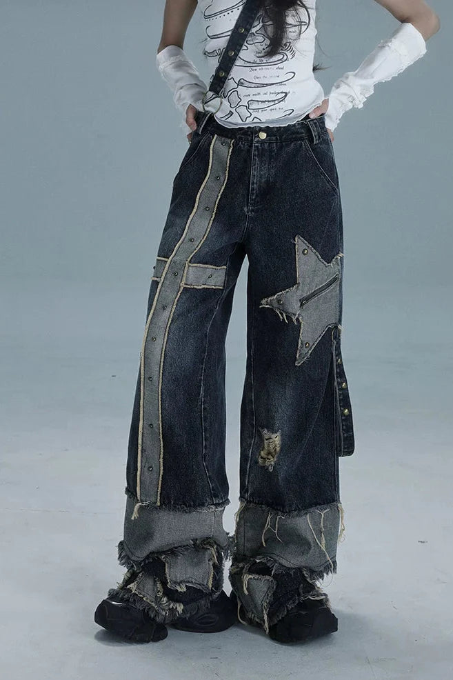 Y2K Design Wide Leg Denim Pants