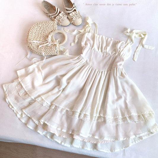 Last Chance! Ruffled Asymmetric Chiffon Lace Camisole Corset Dress