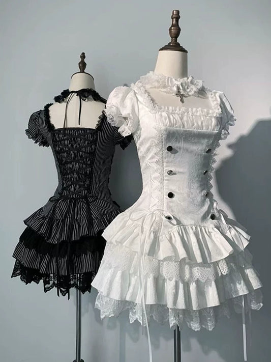 Letters and Poems · Xiaoyuan | Sweet Cool Four-Part Puffy Skirt Dog Short OP Bowler Hat Hand Sleeves Twin Set for Women