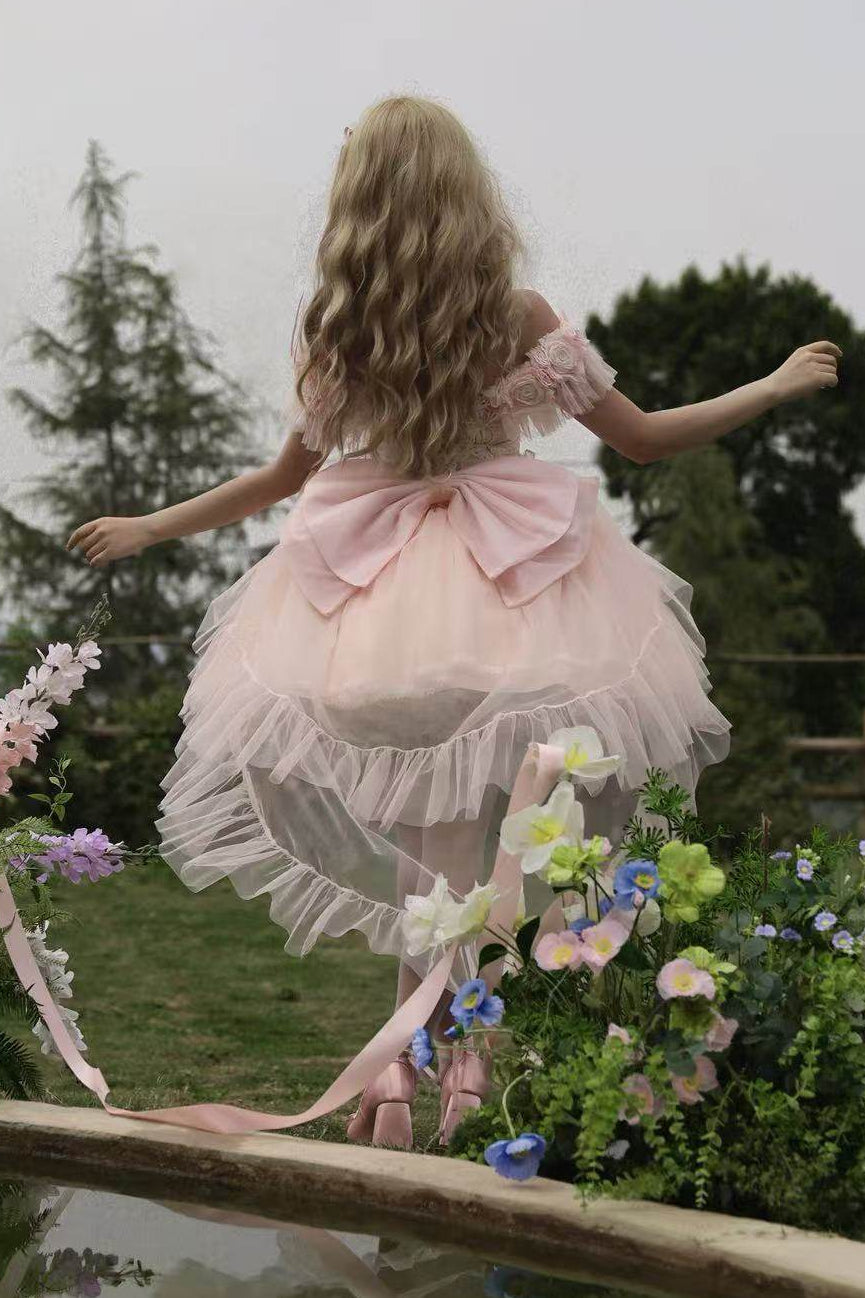 Light Pink Sweet Lolita Dress with Ribbon Tail