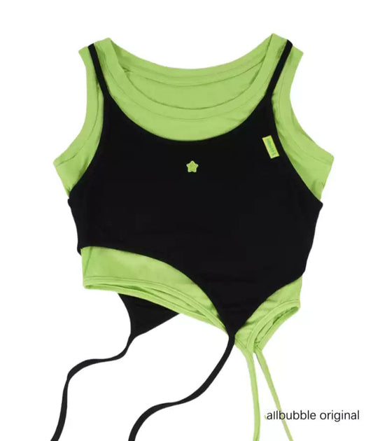 Black & green star two-piece vest