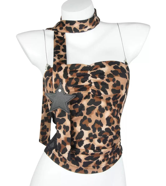 leopard print lace scarf tube top