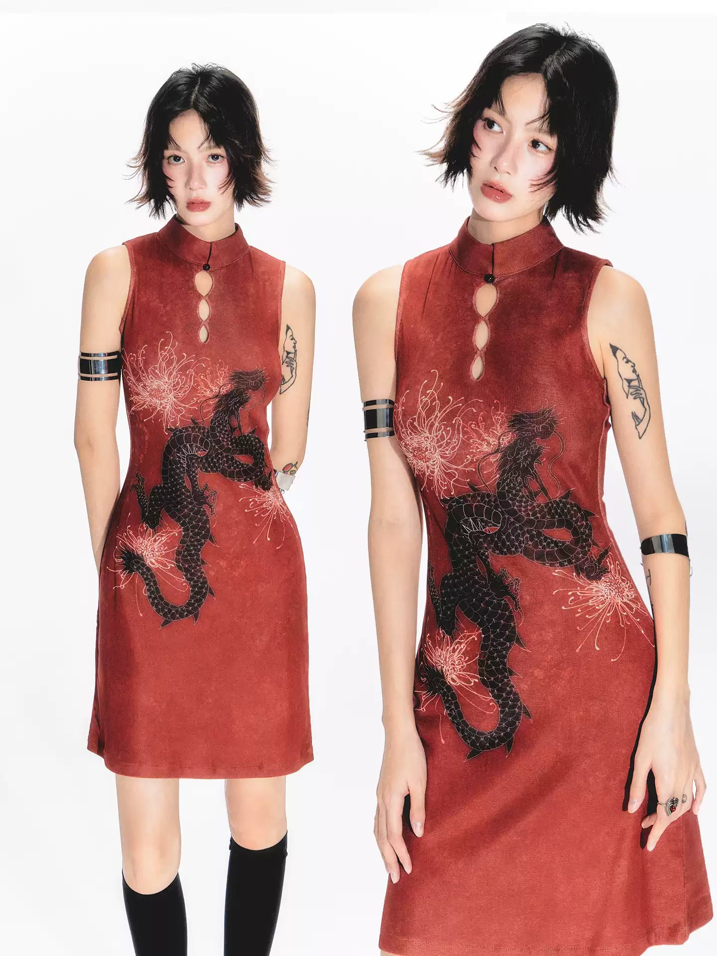 Red Dragon Cheongsam Dress
