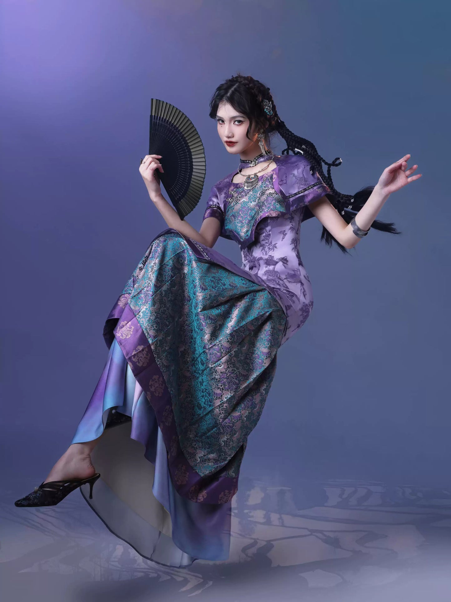 Purple Horse Face Long Dress