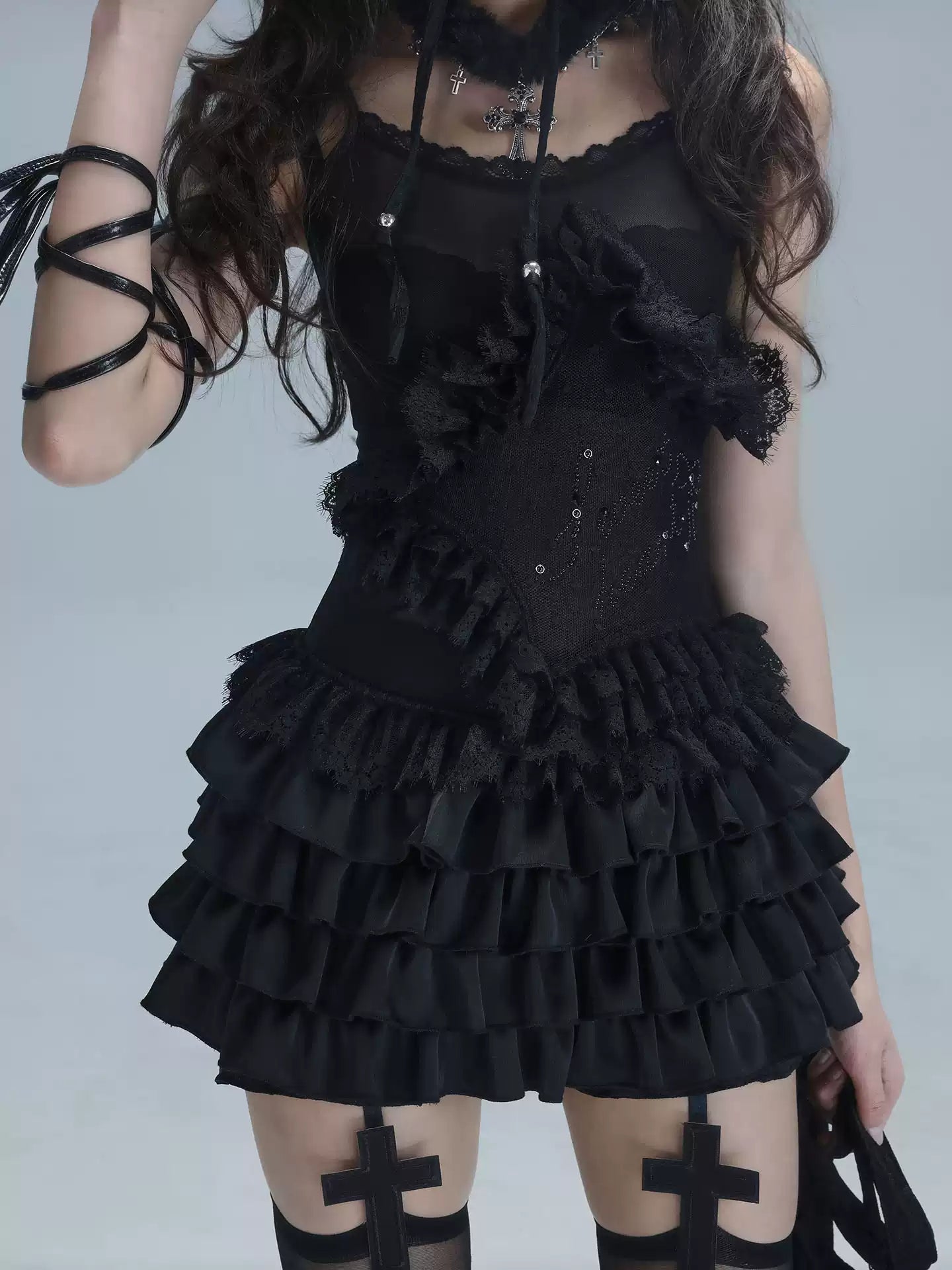 suspender ballet lace top