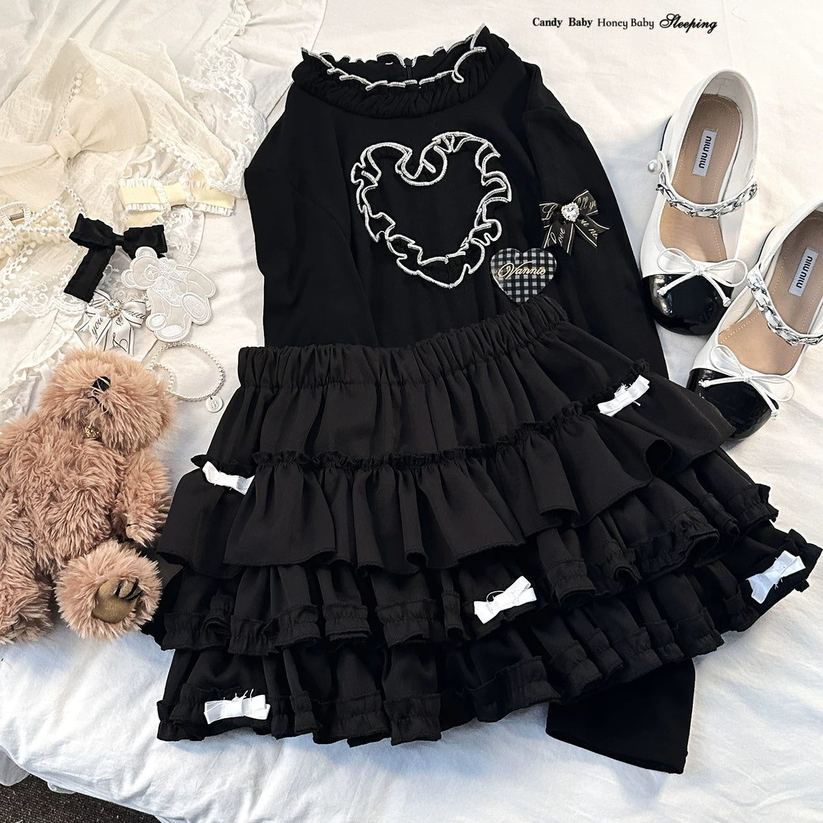 Sleepingdoll Handmade* Old-School Layered Cake Bow Tutu Pants