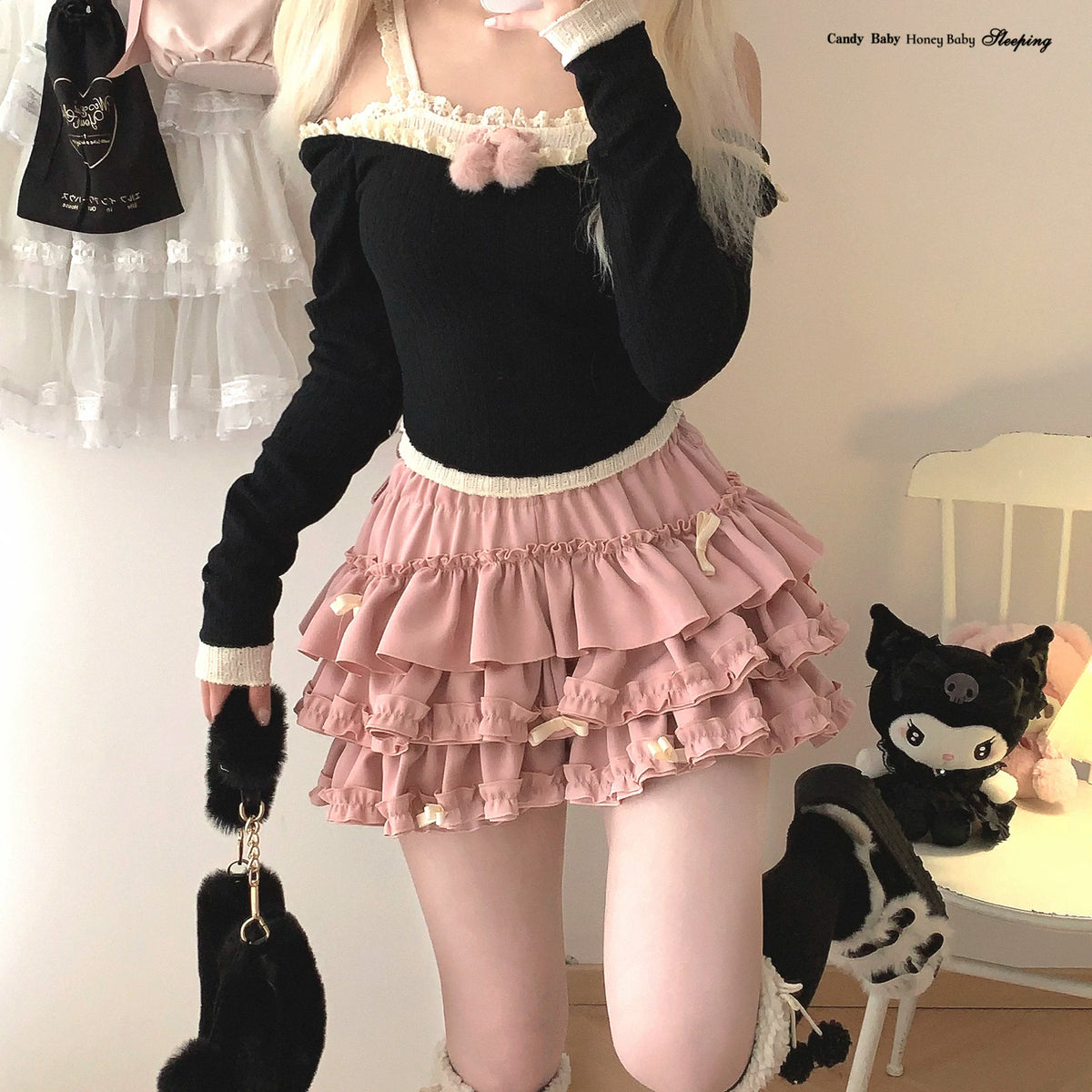 Sleepingdoll Handmade* Old-School Layered Cake Bow Tutu Pants