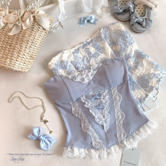 Romantic Lace Bow Cami | Off-Shoulder Coquette Feminine Top