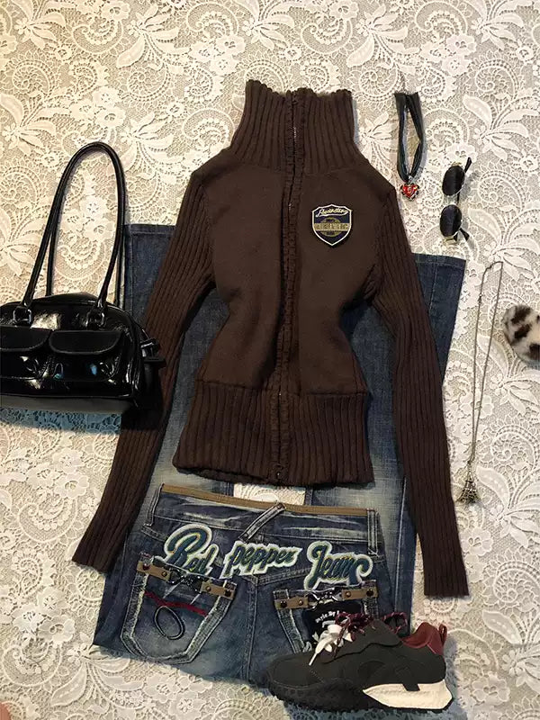 Brown Slim Thick Sweater Coat
