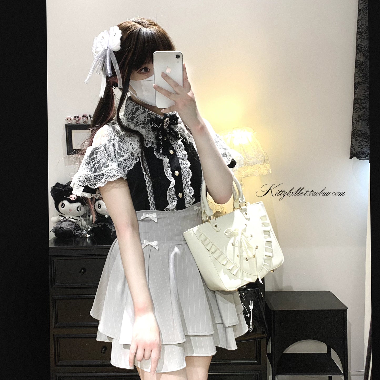 KittyBxllet Original “Love Princess Xin Sha / Short Sleeve” Lace Crop Top Shirt