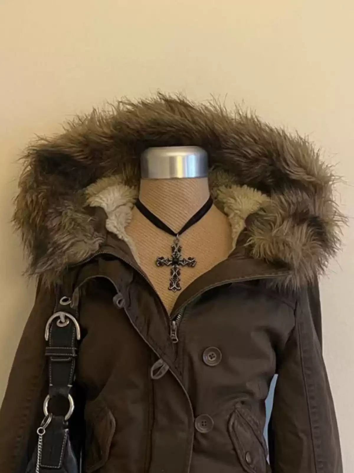 retro Lamb wool hooded jacket