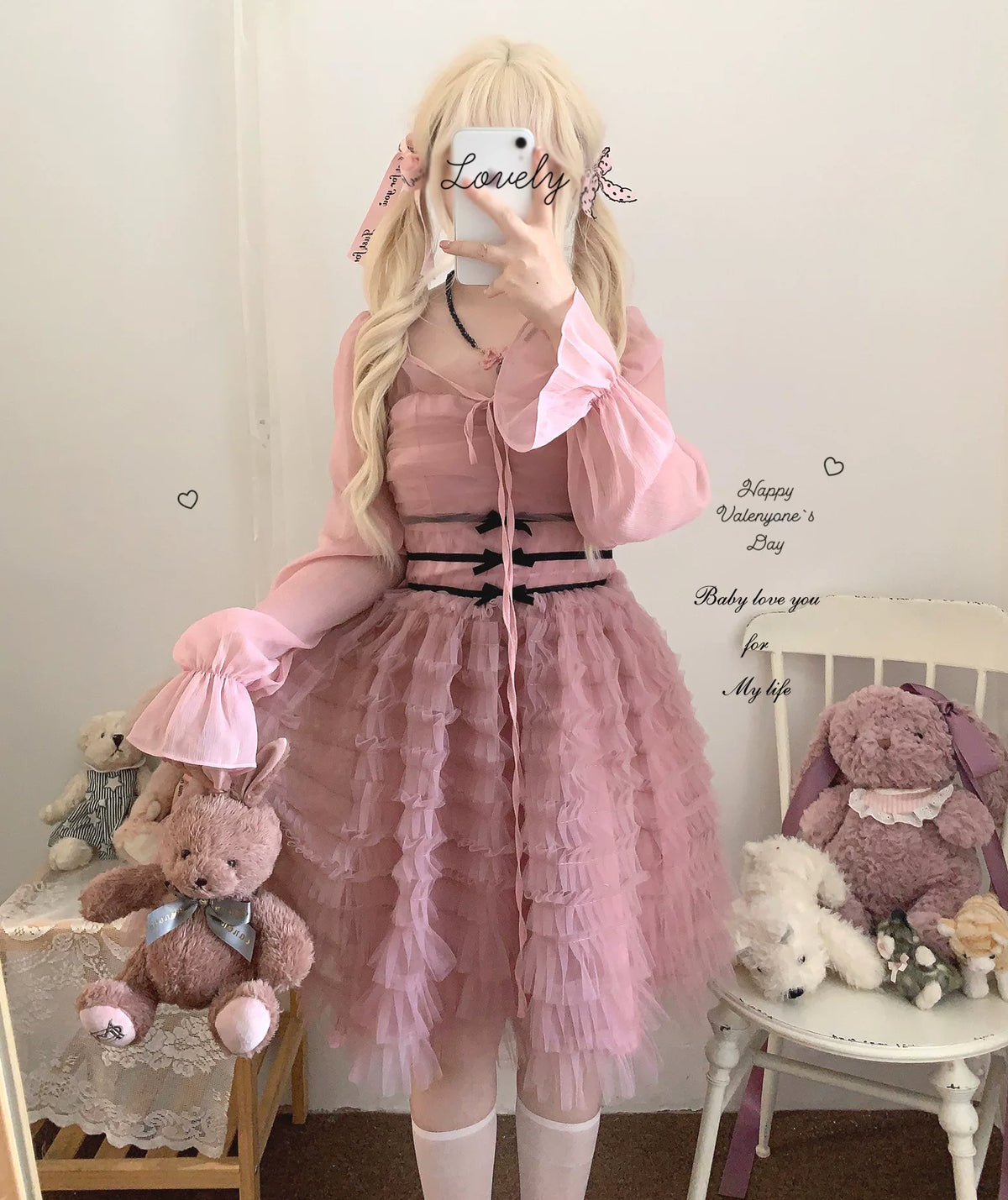 Sleepingdoll Handmade Feather Dream Layered Cake Bow Sweetheart Slip Dress Elegant Dress